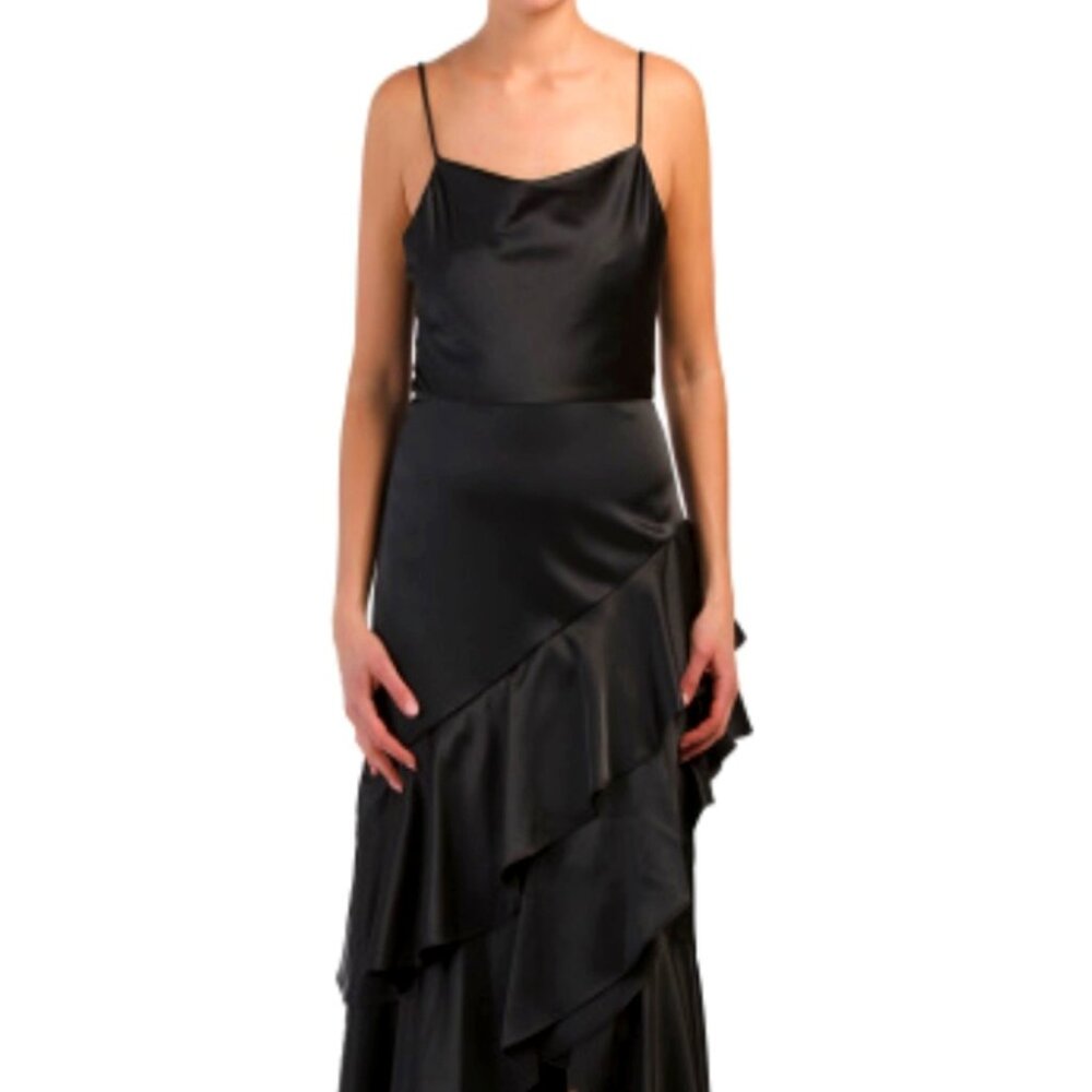 BETSY AND ADAM SATIN RUFFLE SLI DRESS